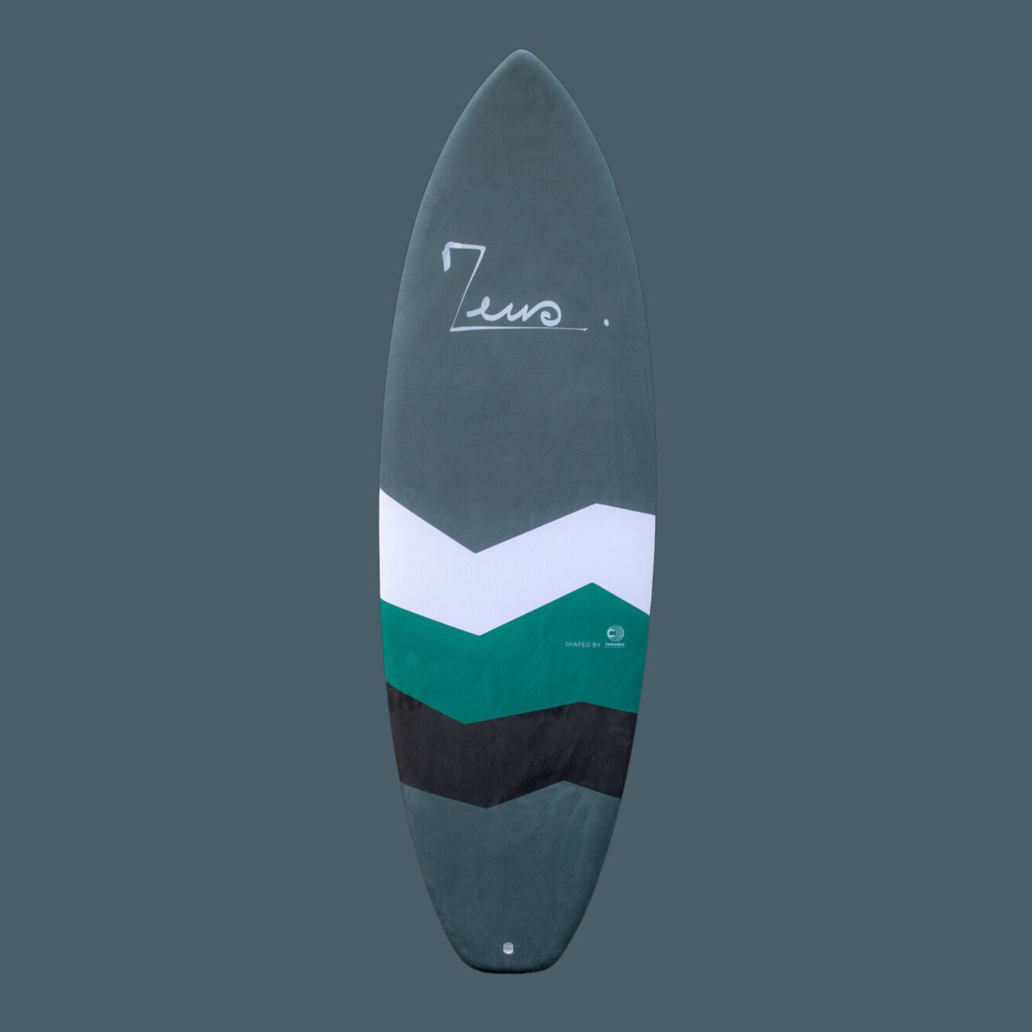 a surfboard with the name zuo on it