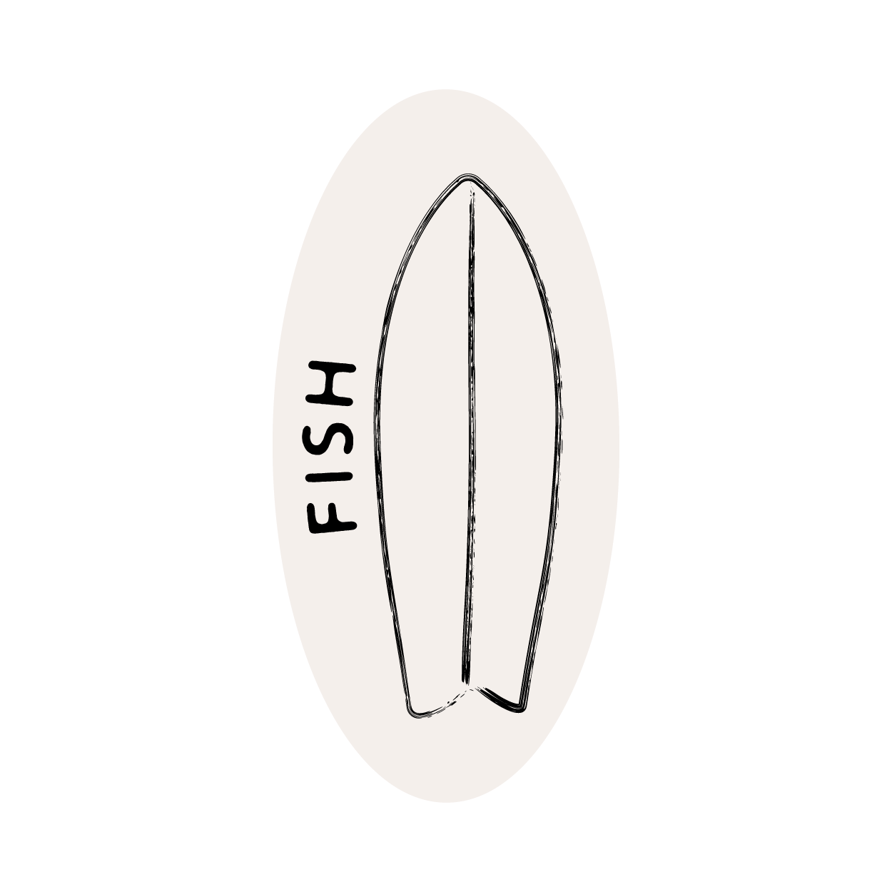 un icon de shape de surf fish dessiné à la main