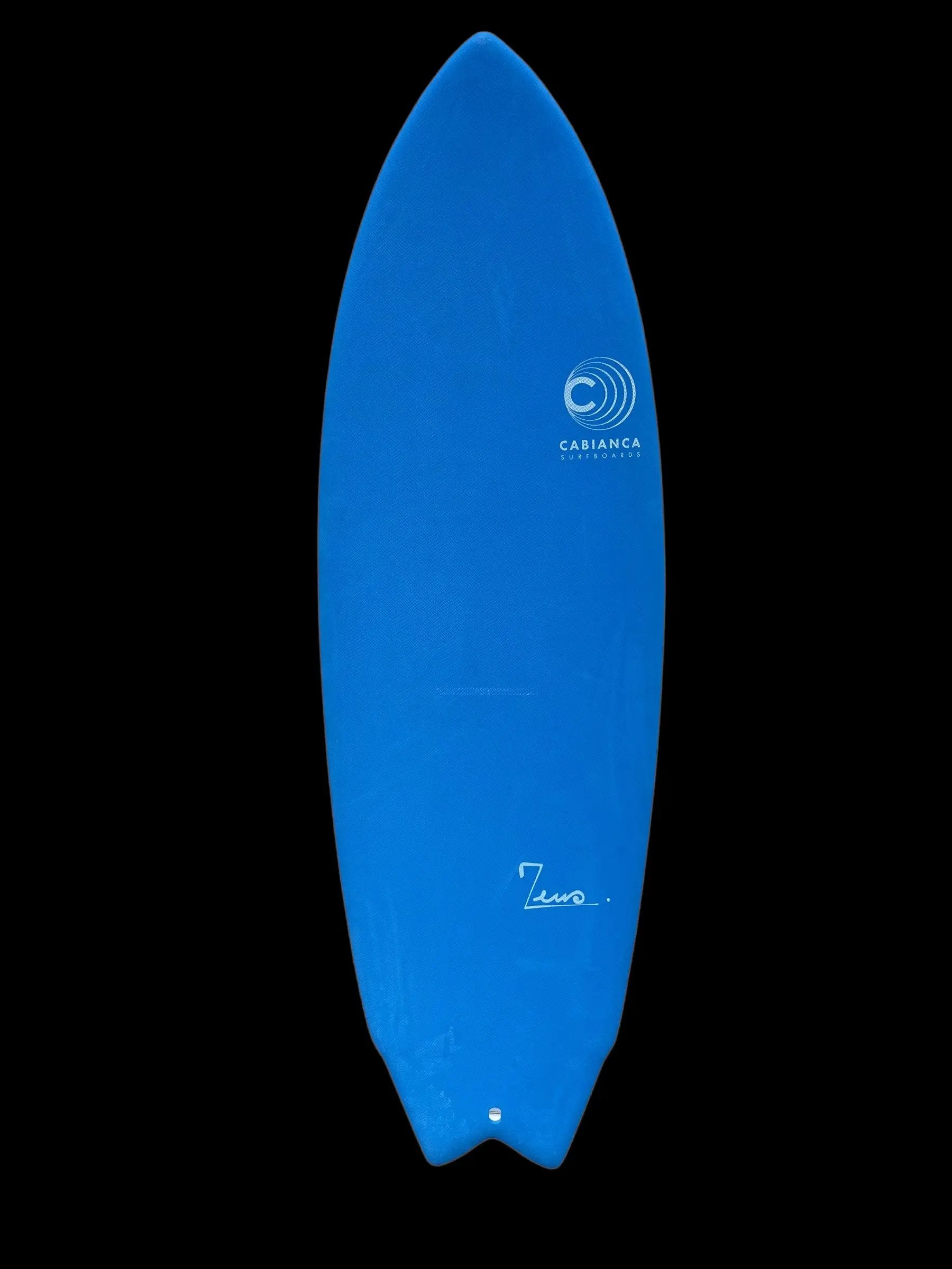 a blue surfboard on a black background