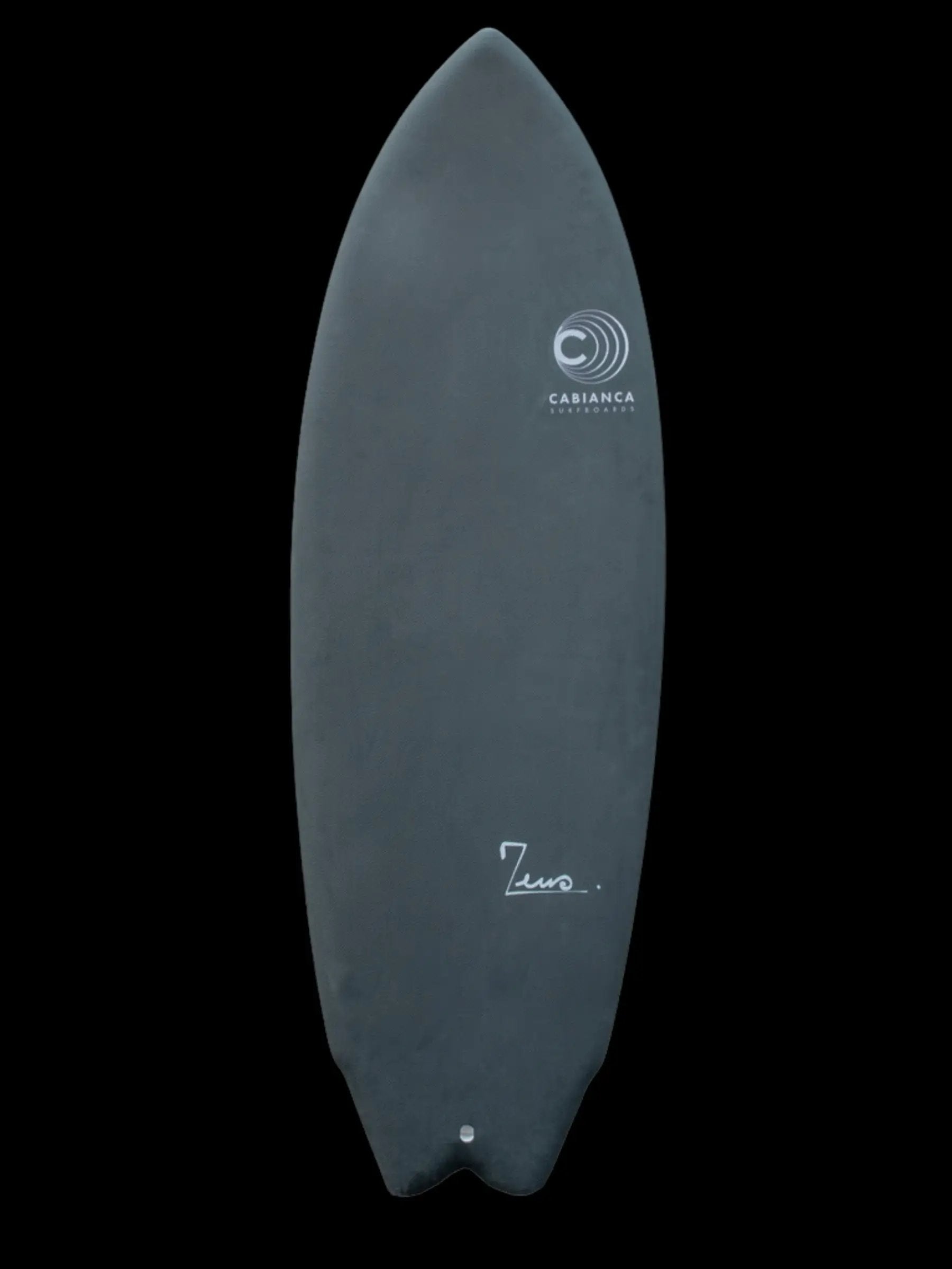 a gray surfboard with a black background