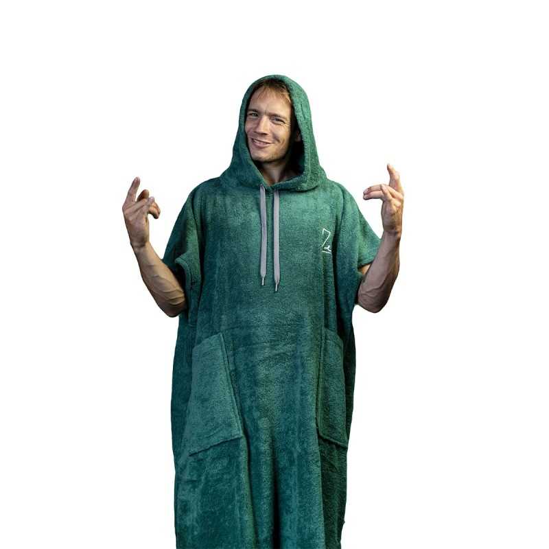 a man dressed in a green hooded robe